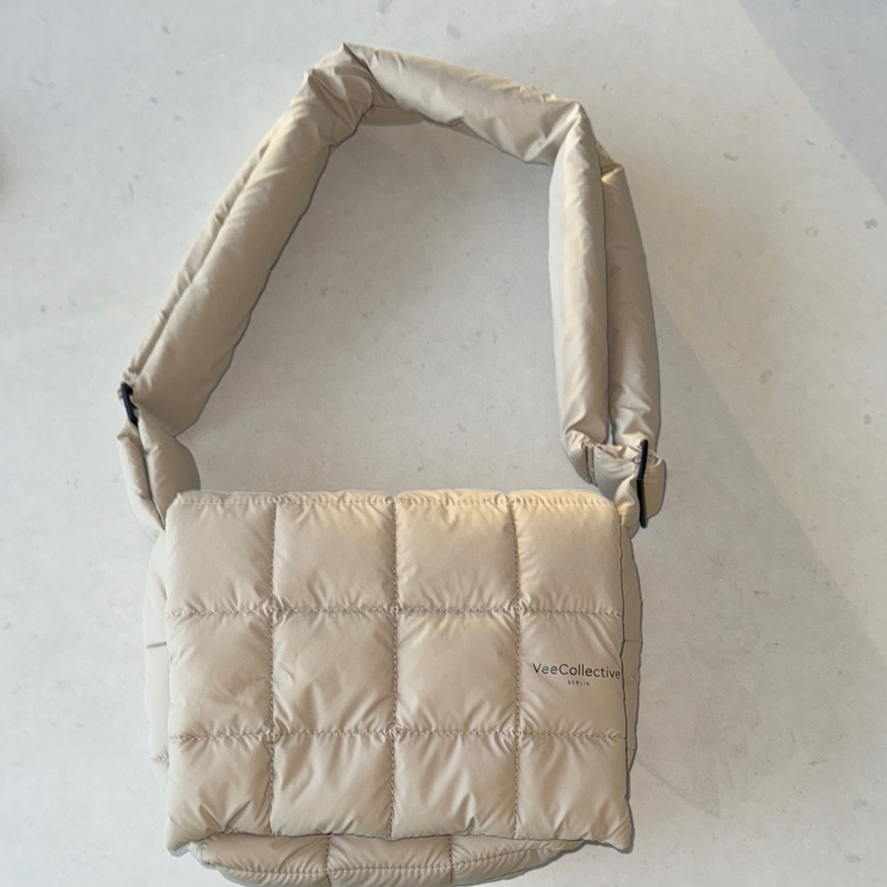 Vee Collective Quilted Beige Crossbody Bag
